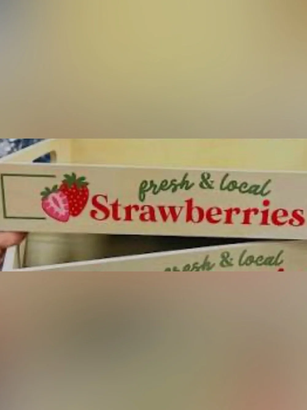 Target Bullseye Fresh & Local Strawberries Wooden Decorative Tray Kitchen Decor